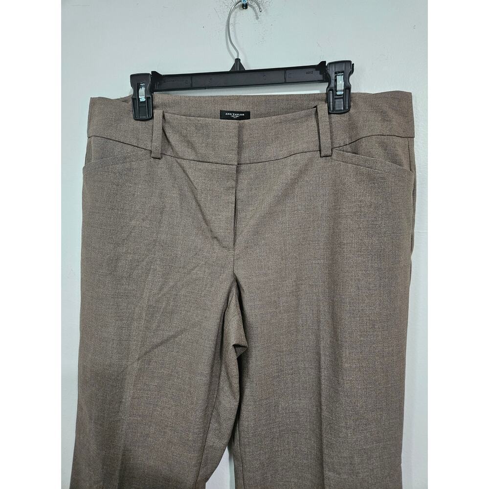 Ann Taylor Modern Fit Trouser Flare Leg Pants Brown Mid-Rise Sz 12 Large Stretch - Picture 3 of 6